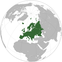Globus mit Europas hervorgehoben (Kaukasusgrenze)