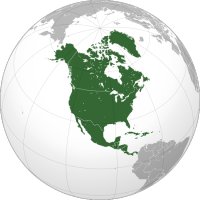 Projektion Nordamerikas auf der Erdkugel