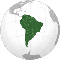 Projektion Südamerika auf der Erdkugel